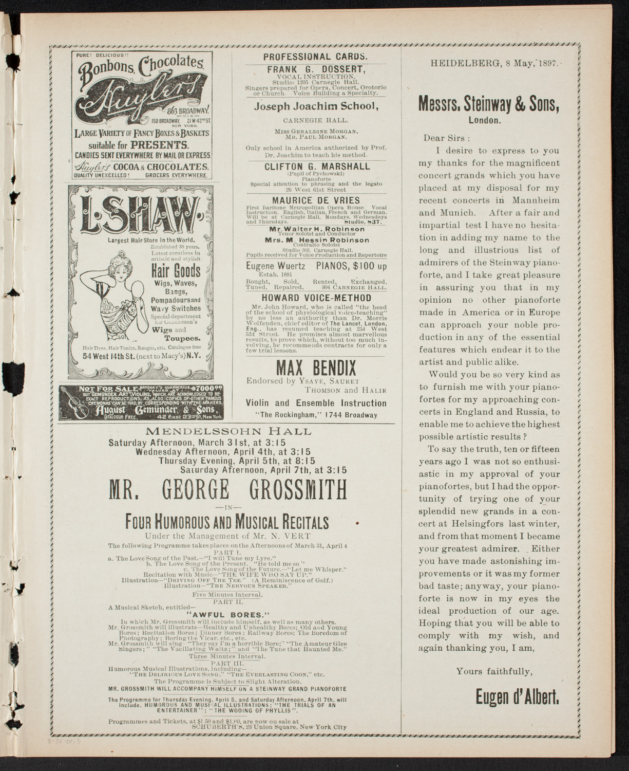 German Liederkranz, March 25, 1900, program page 5