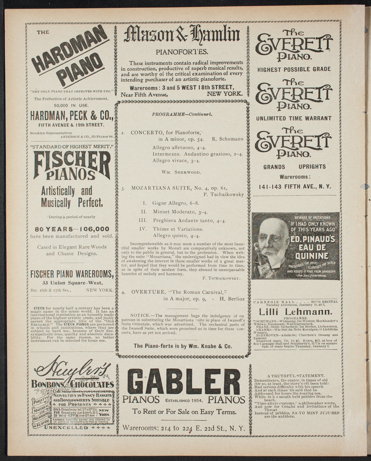 Paur Symphony Orchestra, January 7, 1899, program page 6