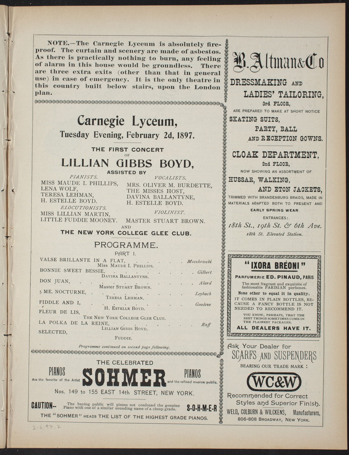 Lillian Gibbs Boyd, February 2, 1897, program page 3