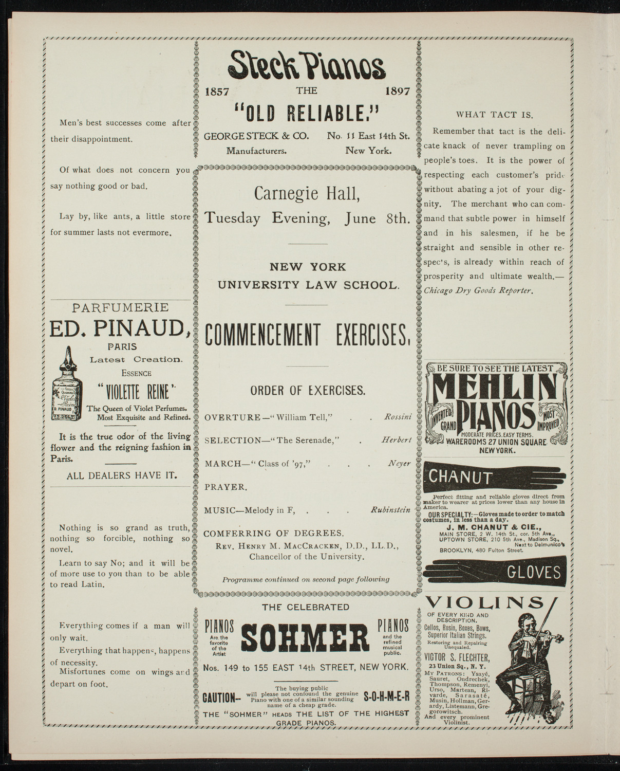 Graduation: New York University Law School, June 8, 1897, program page 4