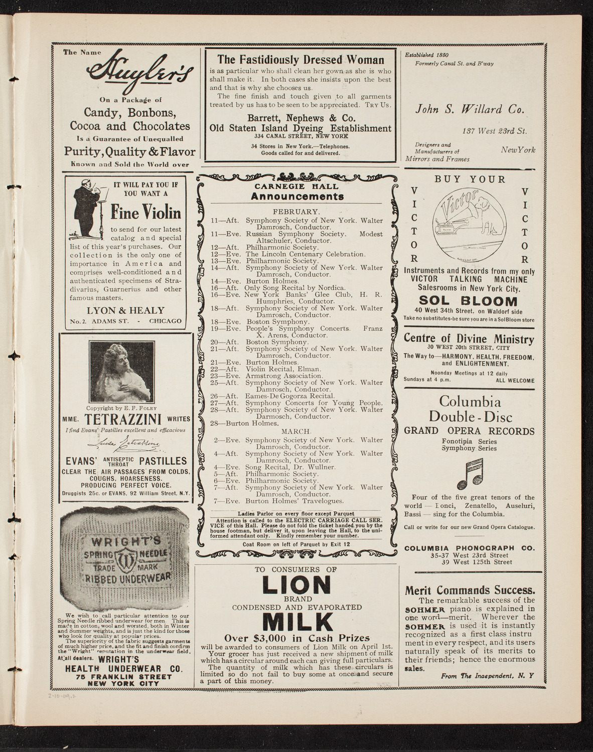Benefit: Caledonian Hospital Society, February 10, 1909, program page 3