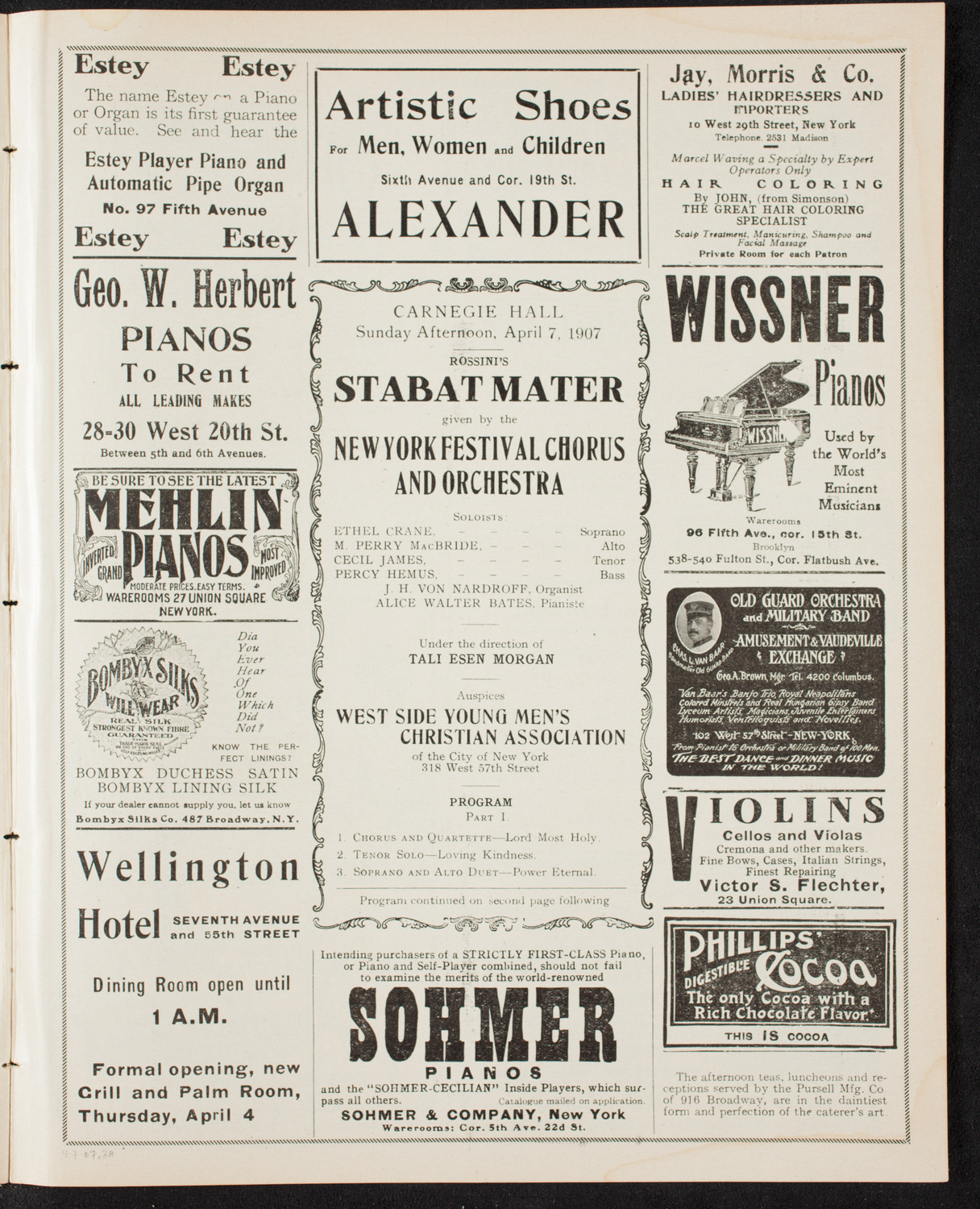 New York Festival Chorus and Orchestra, April 7, 1907, program page 5