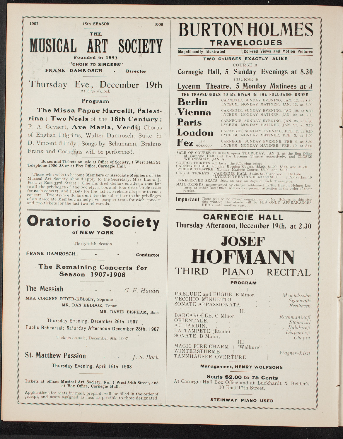 New York Philharmonic, December 13, 1907, program page 10