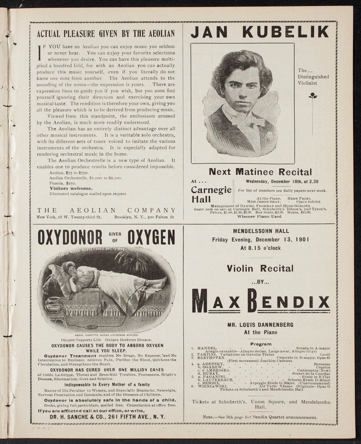 Benefit: German Hospital and Dispensary, December 8, 1901, program page 9