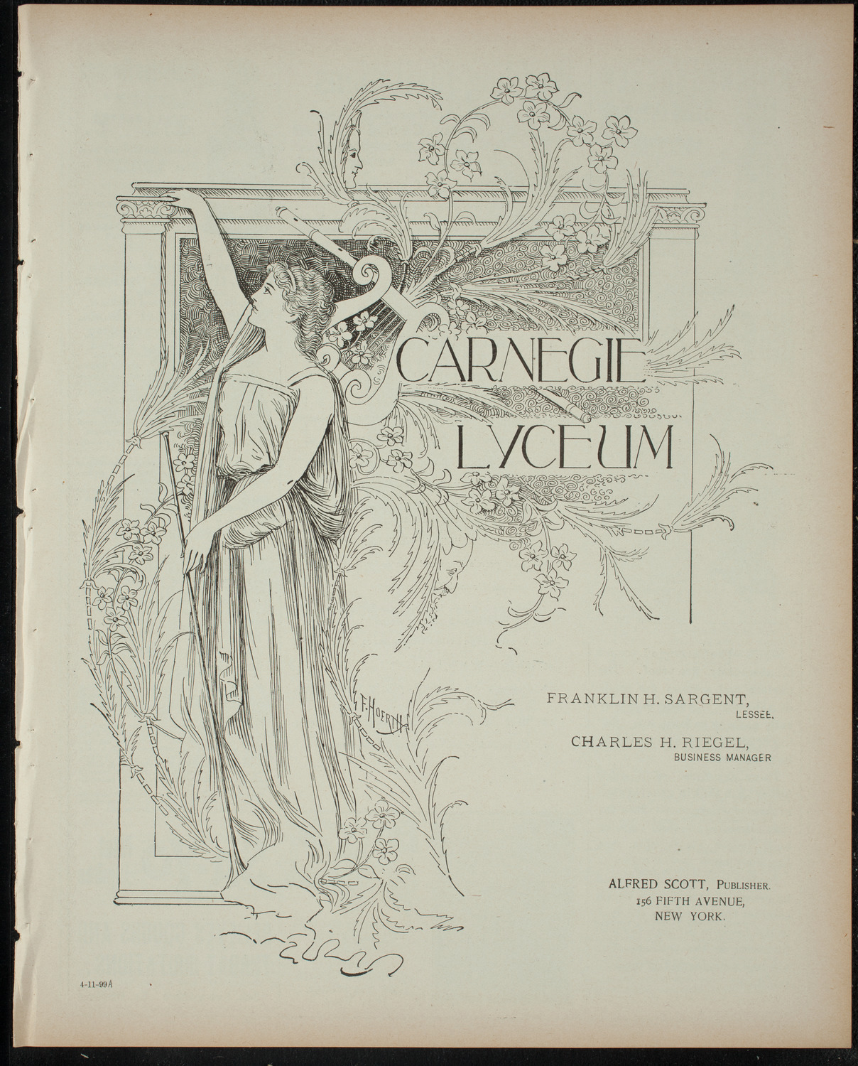 Alice in Wonderland, April 11, 1899, program page 1