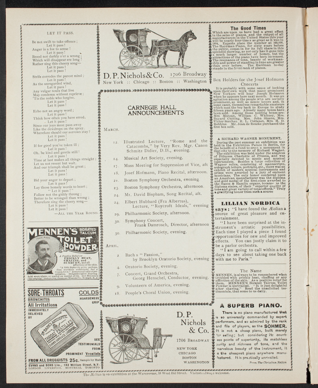 Josef Hofmann, Piano, March 11, 1901, program page 2