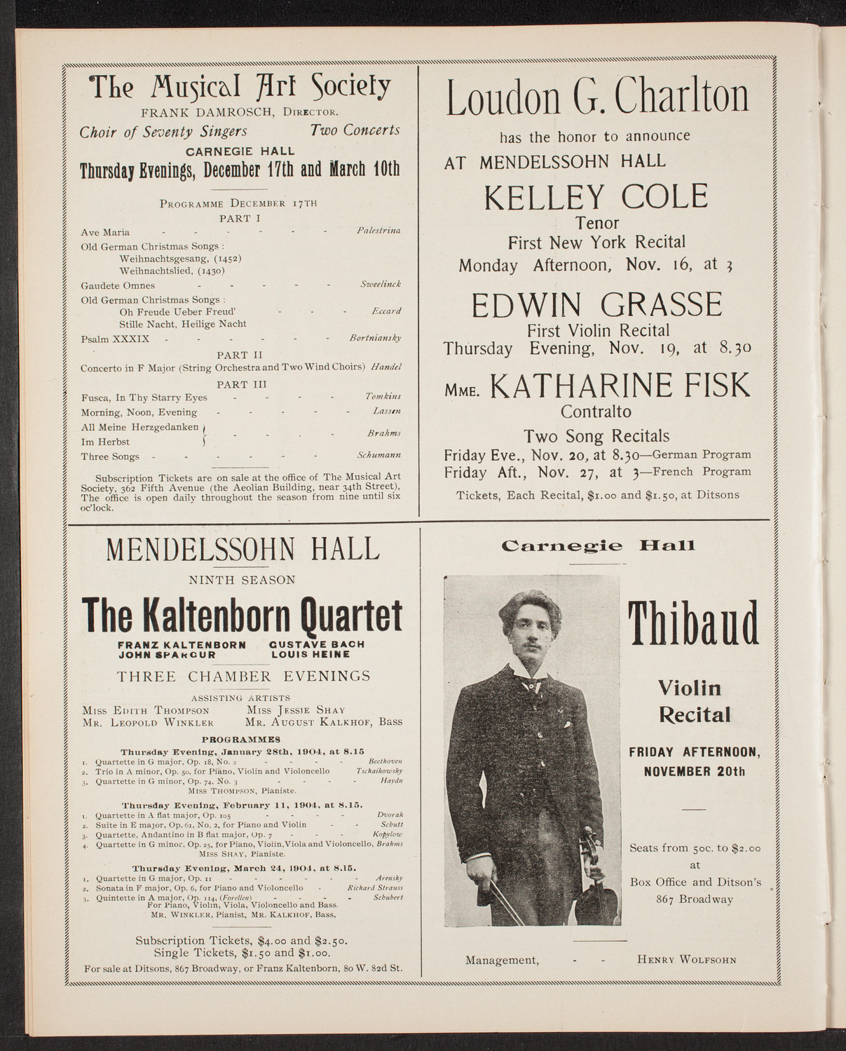 New York Philharmonic, November 14, 1903, program page 8