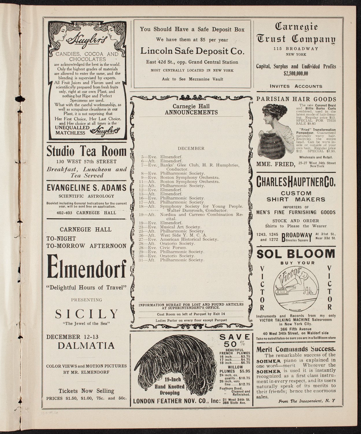 Volpe Symphony Society of New York, December 5, 1909, program page 3