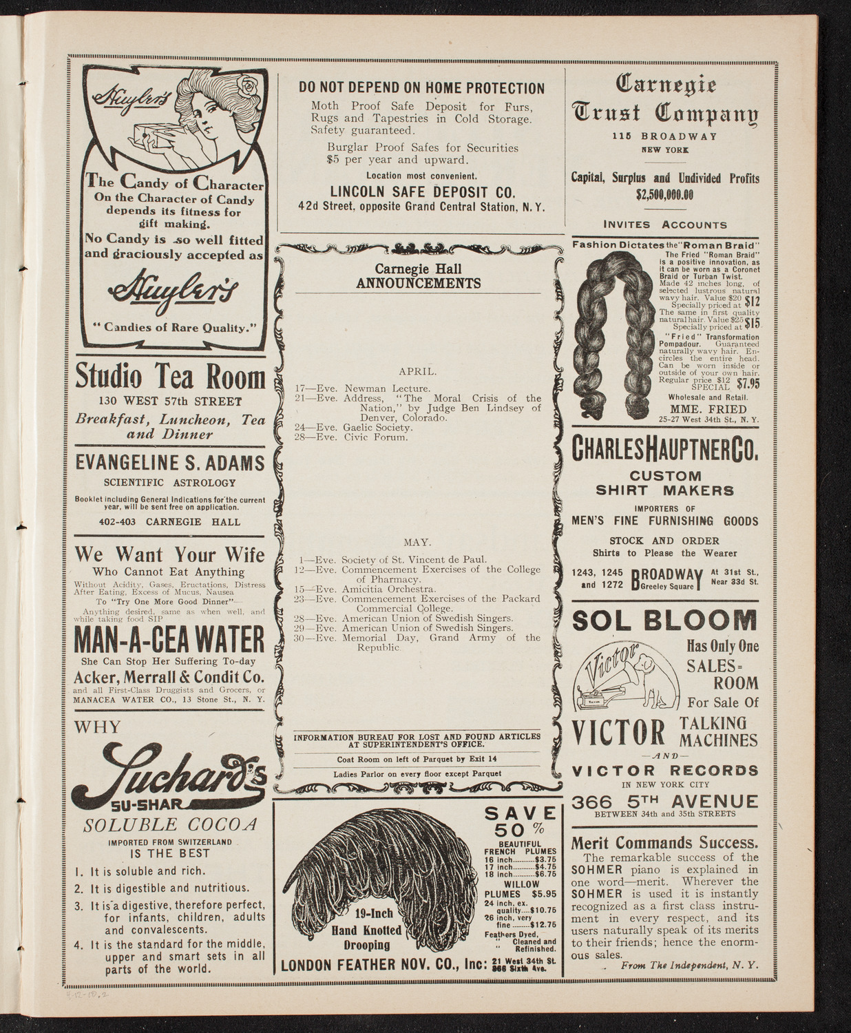 Ludwig Wüllner, Baritone, April 12, 1910, program page 3