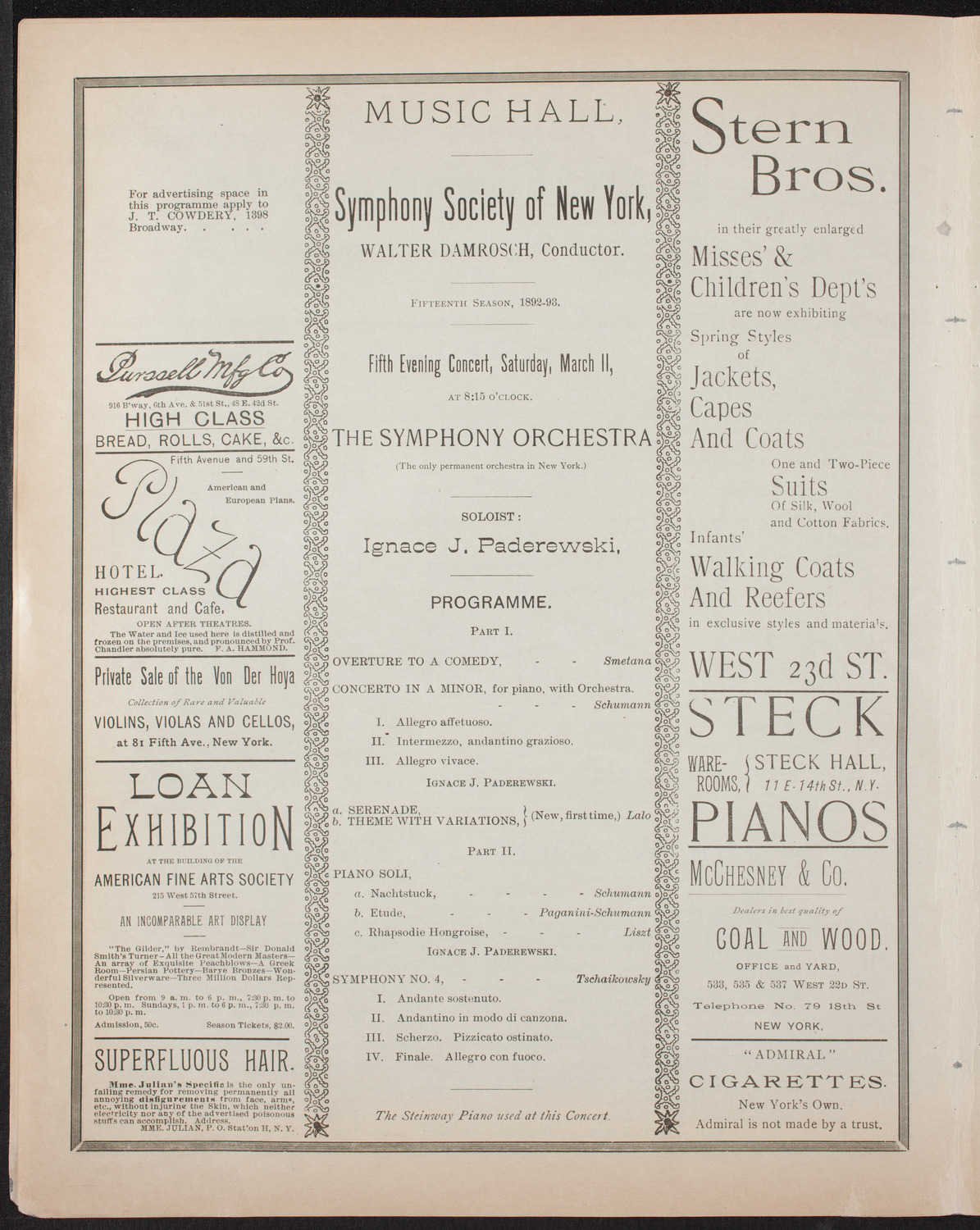 New York Symphony Orchestra, March 11, 1893, program page 4