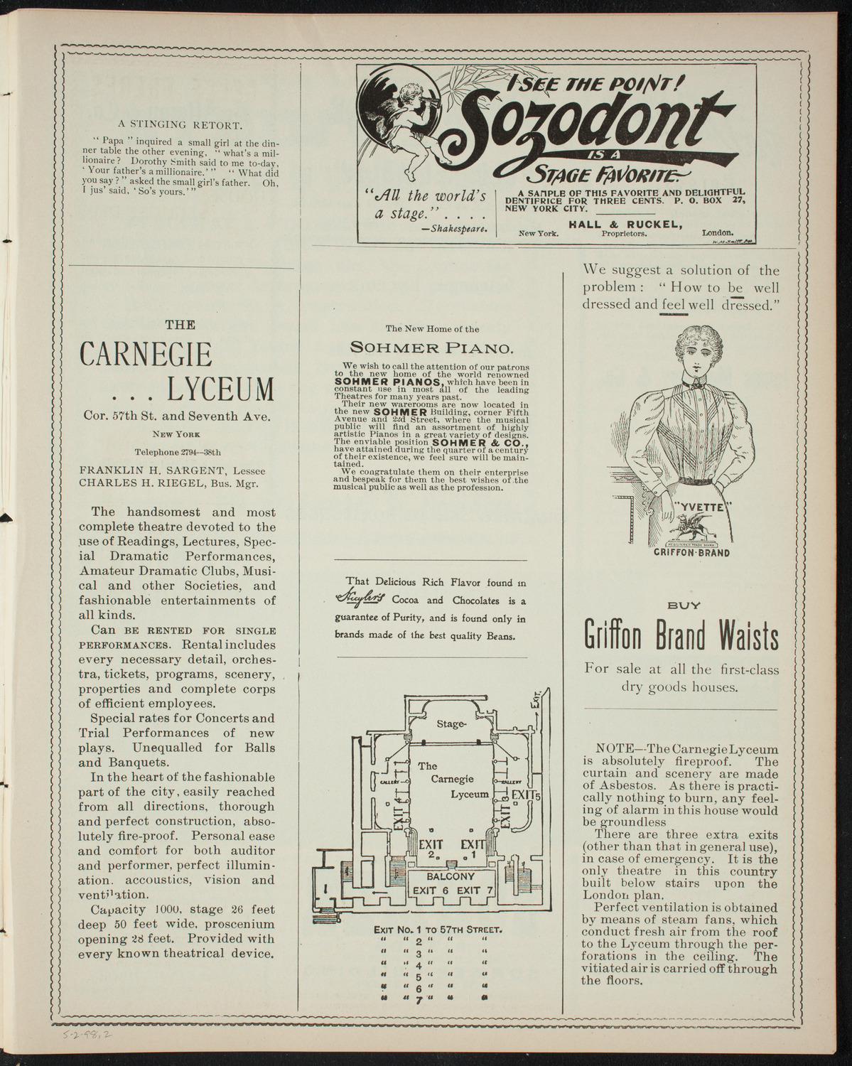 Graduation: Mount Sinai Training School for Nurses, May 2, 1898, program page 3