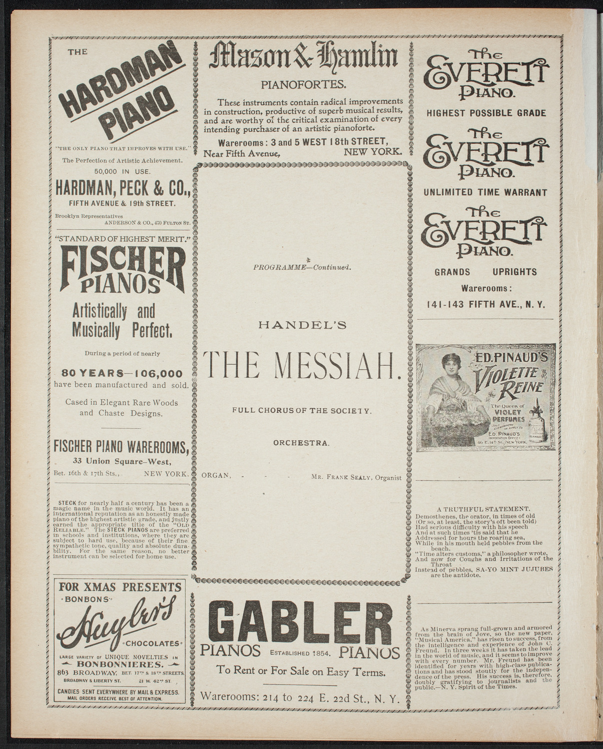 Oratorio Society of New York, December 30, 1898, program page 6