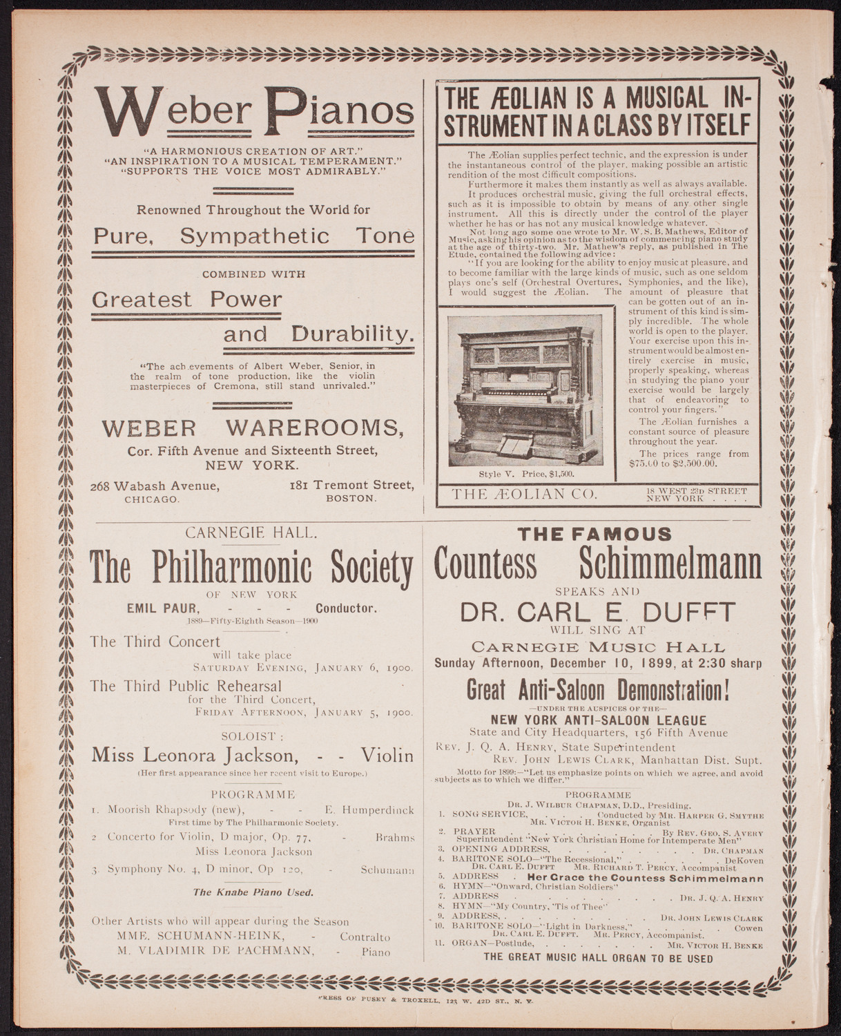 New York Philharmonic, December 9, 1899, program page 12