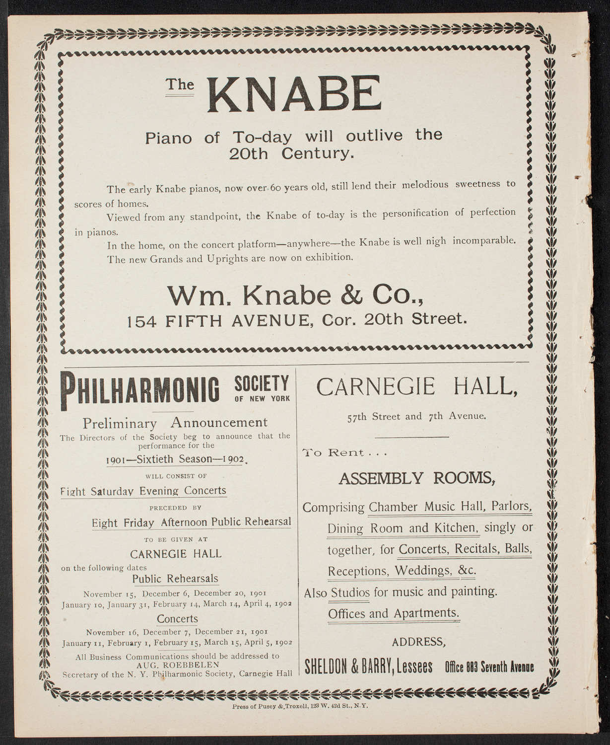 Teresa Carreño, Piano, April 22, 1901, program page 8