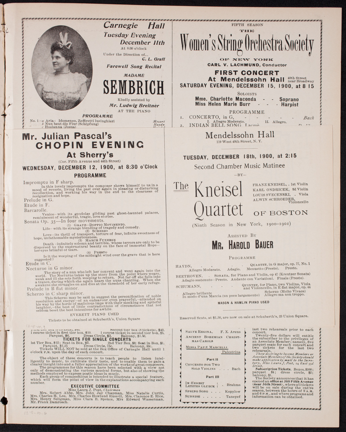New York Philharmonic, December 8, 1900, program page 7