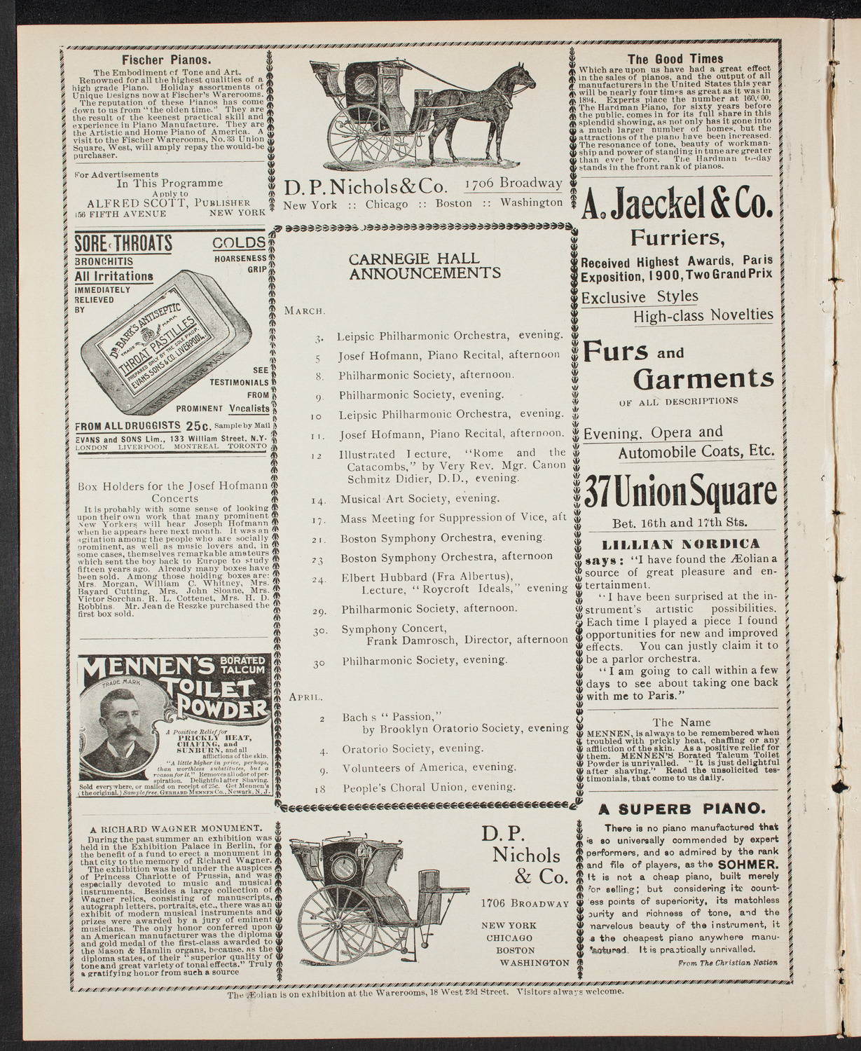 Meeting: YMCA - Mass Meeting for Men, March 3, 1901, program page 2