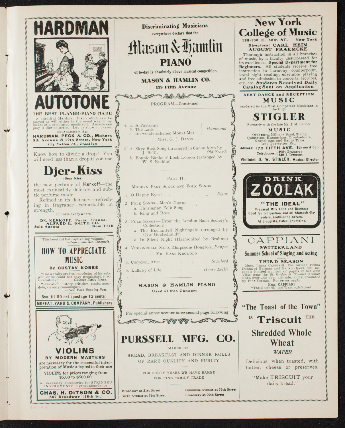 Musurgia, February 5, 1907, program page 7