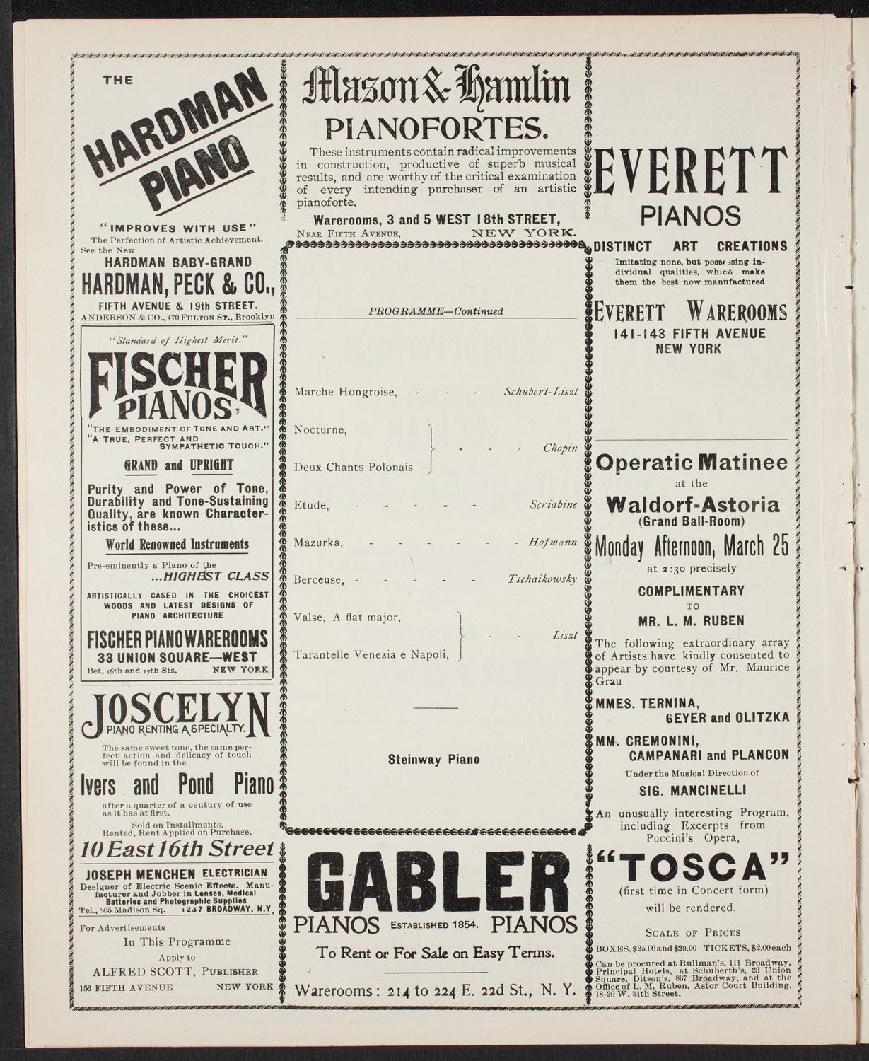 Josef Hofmann, Piano, March 18, 1901, program page 6