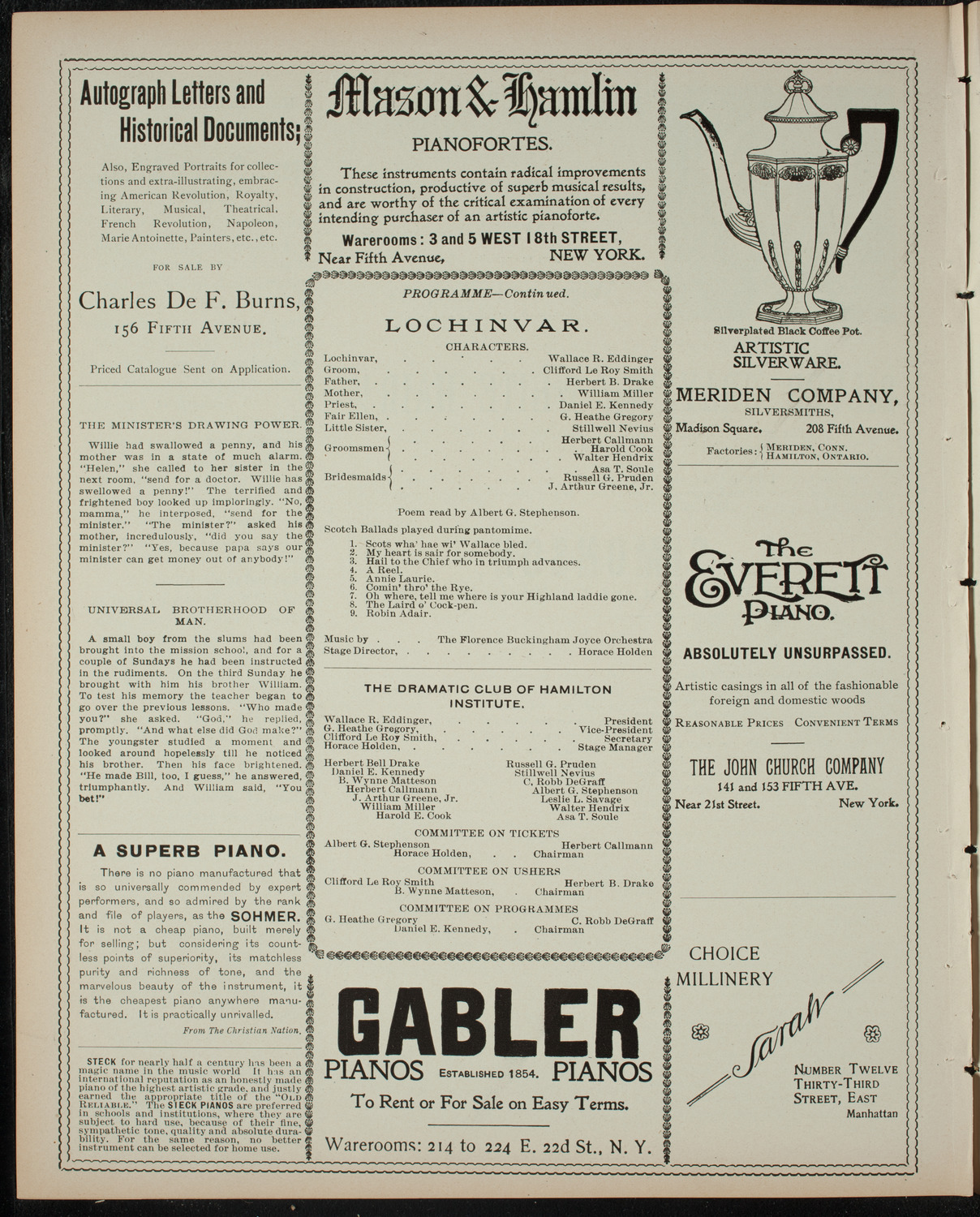 Hamilton Institute Dramatic Club, May 13, 1899, program page 6