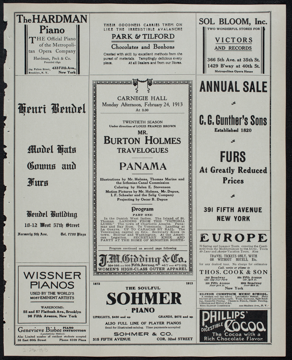 Burton Holmes Travelogue: Panama, February 24, 1913, program page 5