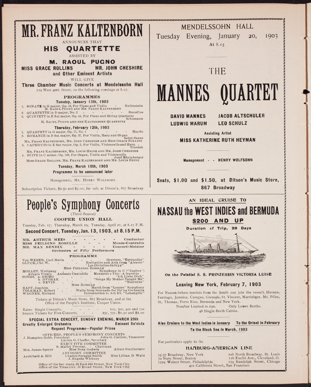 Kaltenborn Sunday Evening Concert, January 4, 1903, program page 8