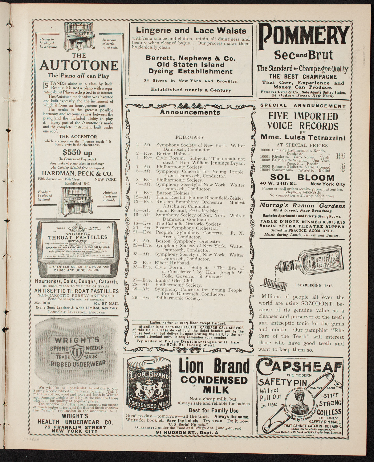 New York Symphony Orchestra, February 2, 1908, program page 3