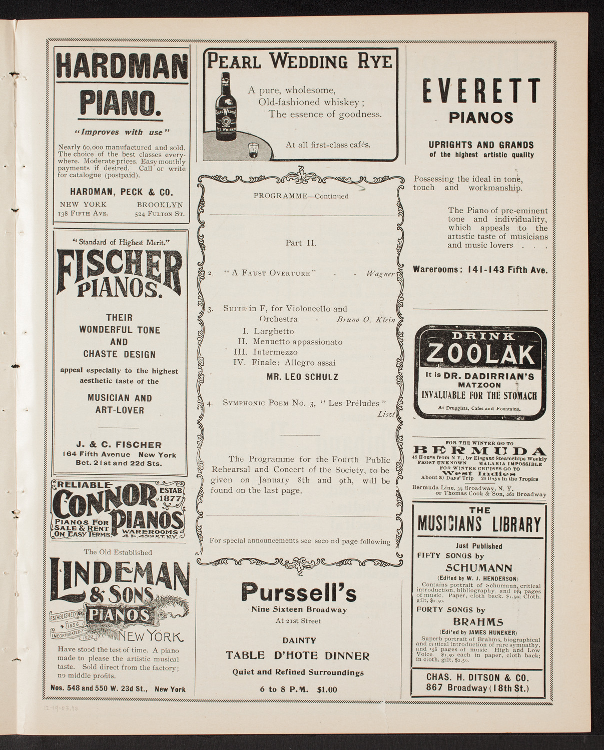 New York Philharmonic, December 19, 1903, program page 7