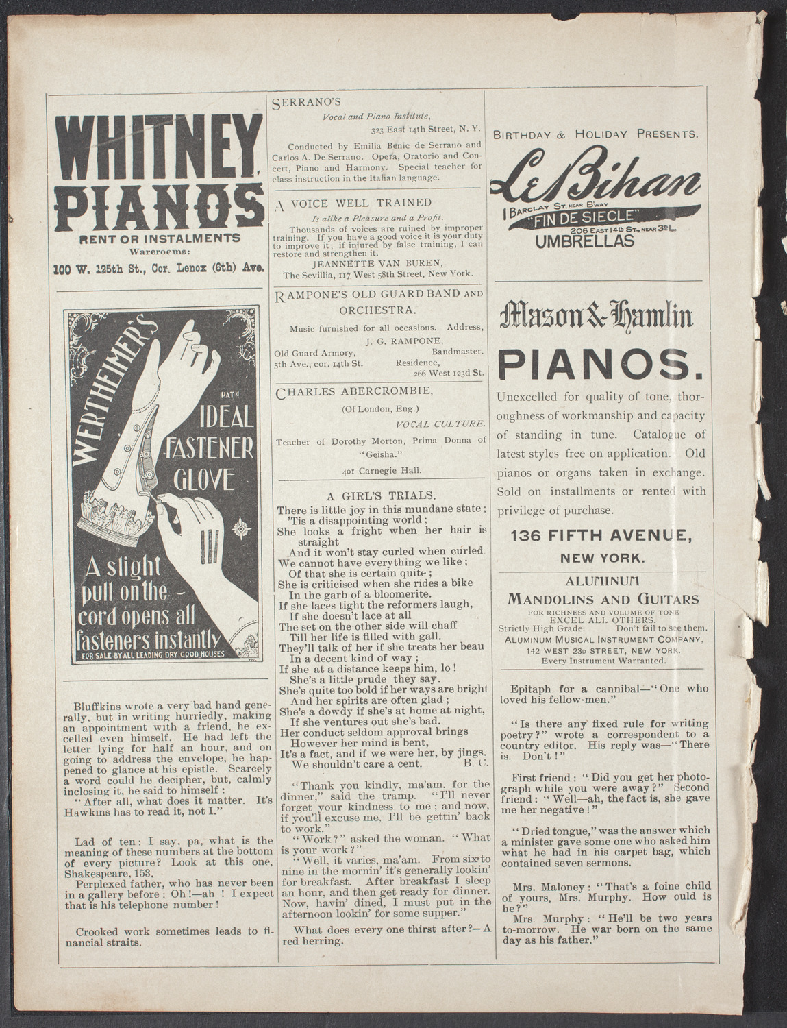 American Academy of Dramatic Arts, November 28, 1896, program page 2