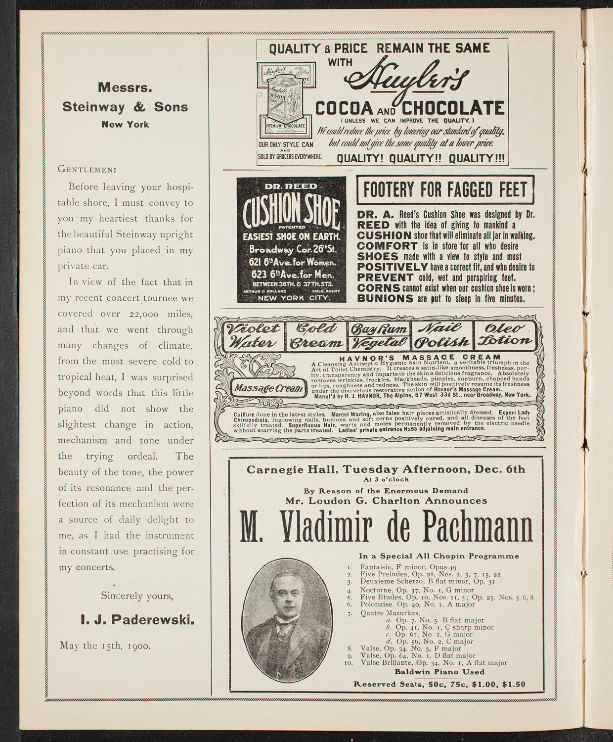 New York Philharmonic, December 3, 1904, program page 4