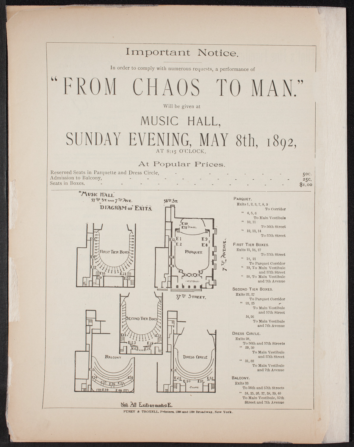 Urania Scientific Theatre, May 4, 1892, program page 8