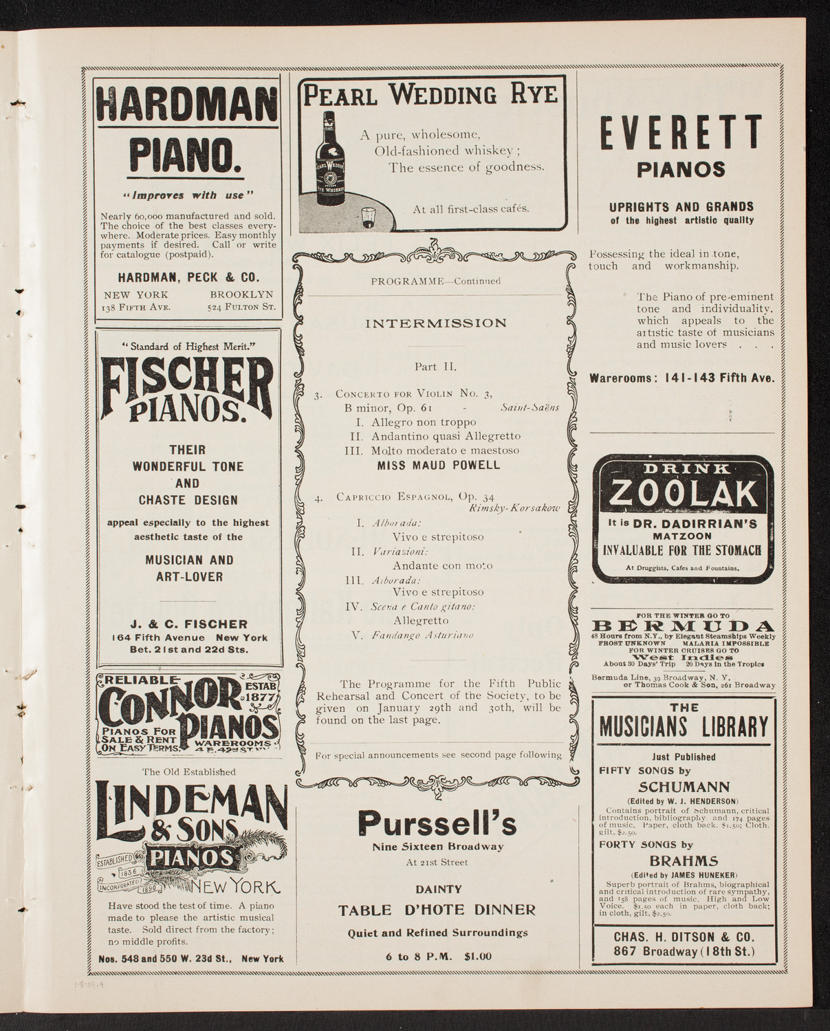 New York Philharmonic, January 8, 1904, program page 7