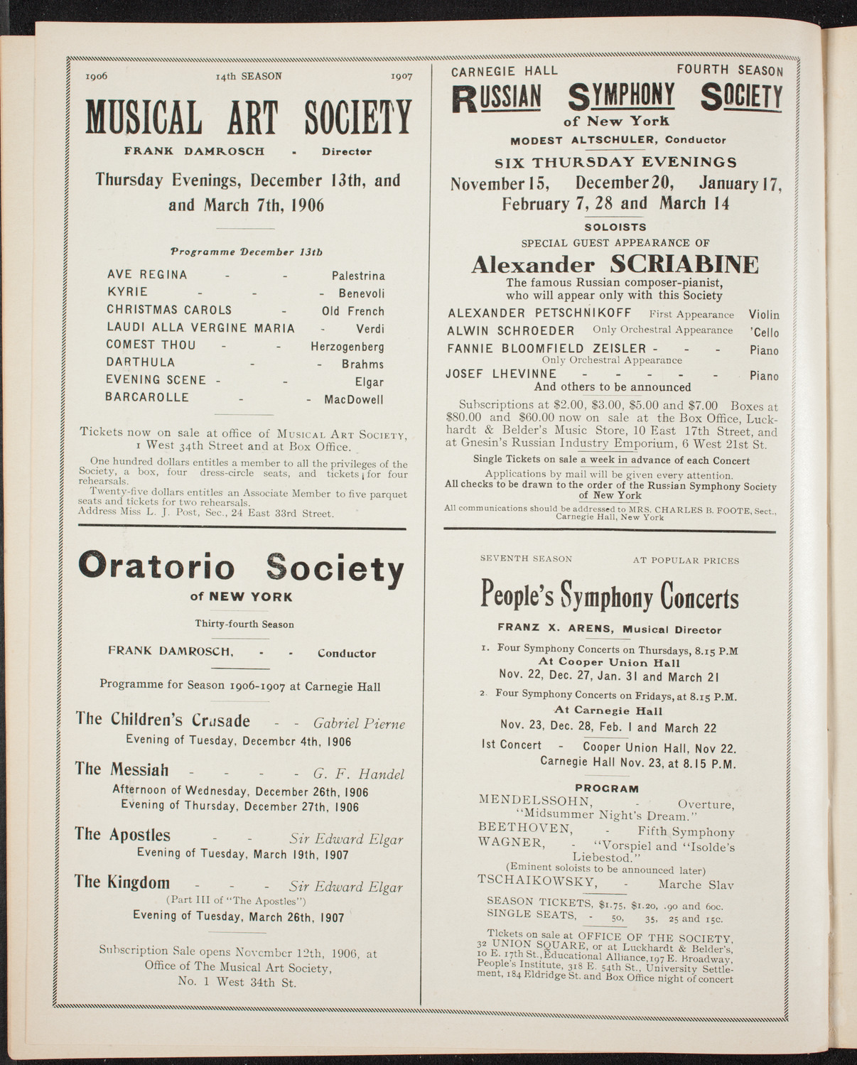 New York Symphony Orchestra, November 3, 1906, program page 10