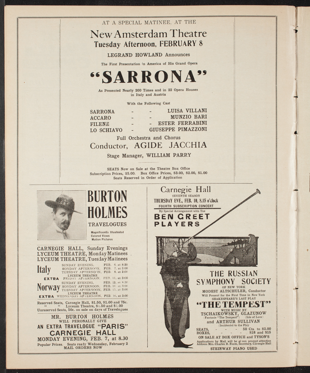 Maud Allan with The Russian Symphony Orchestra, February 2, 1910, program page 10