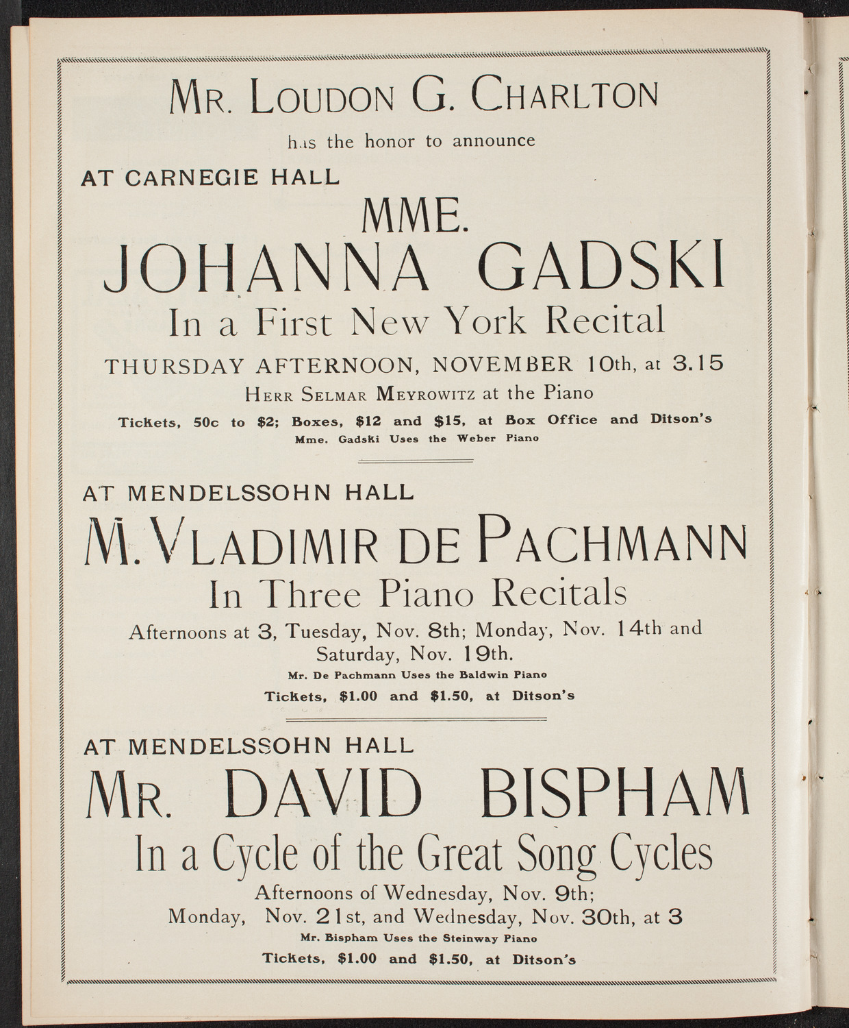 New York Symphony Orchestra, November 6, 1904, program page 10