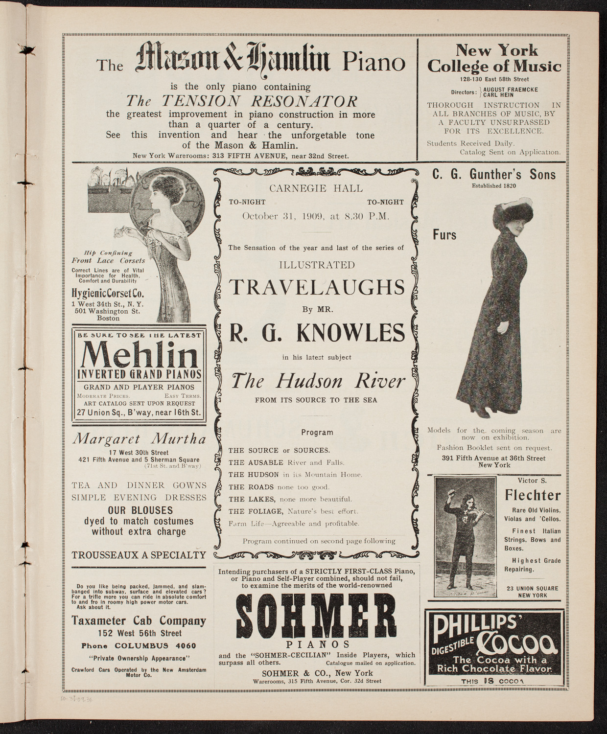 Lecture by R.G. Knowles, October 31, 1909, program page 5