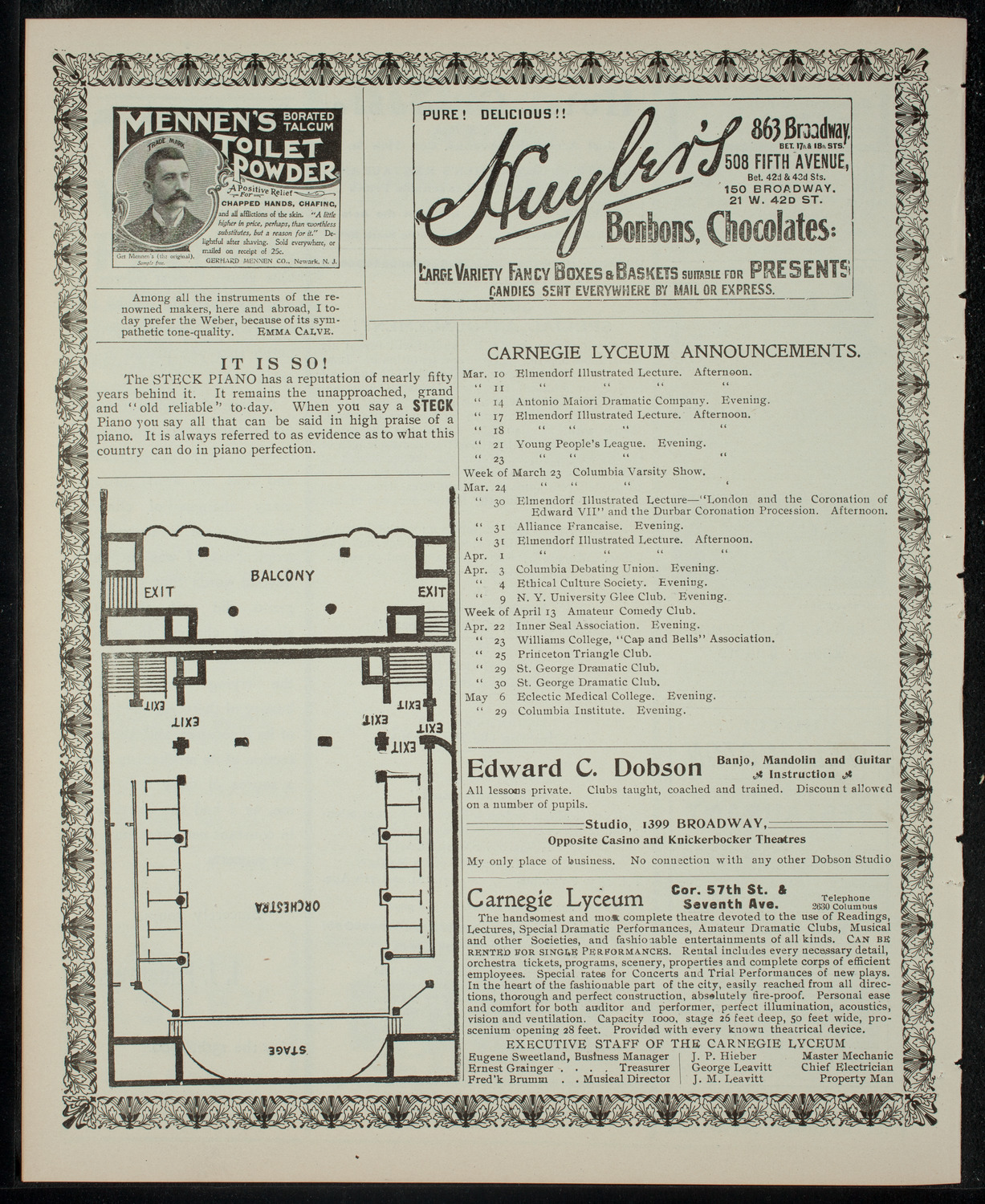 Elmendorf Lecture: The Land of Shakespeare, March 10, 1903, program page 4