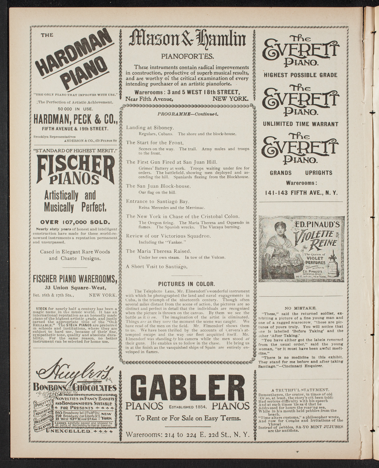 Elmendorf Lecture: The Entire War with Spain in Cuba, April 8, 1899, program page 6