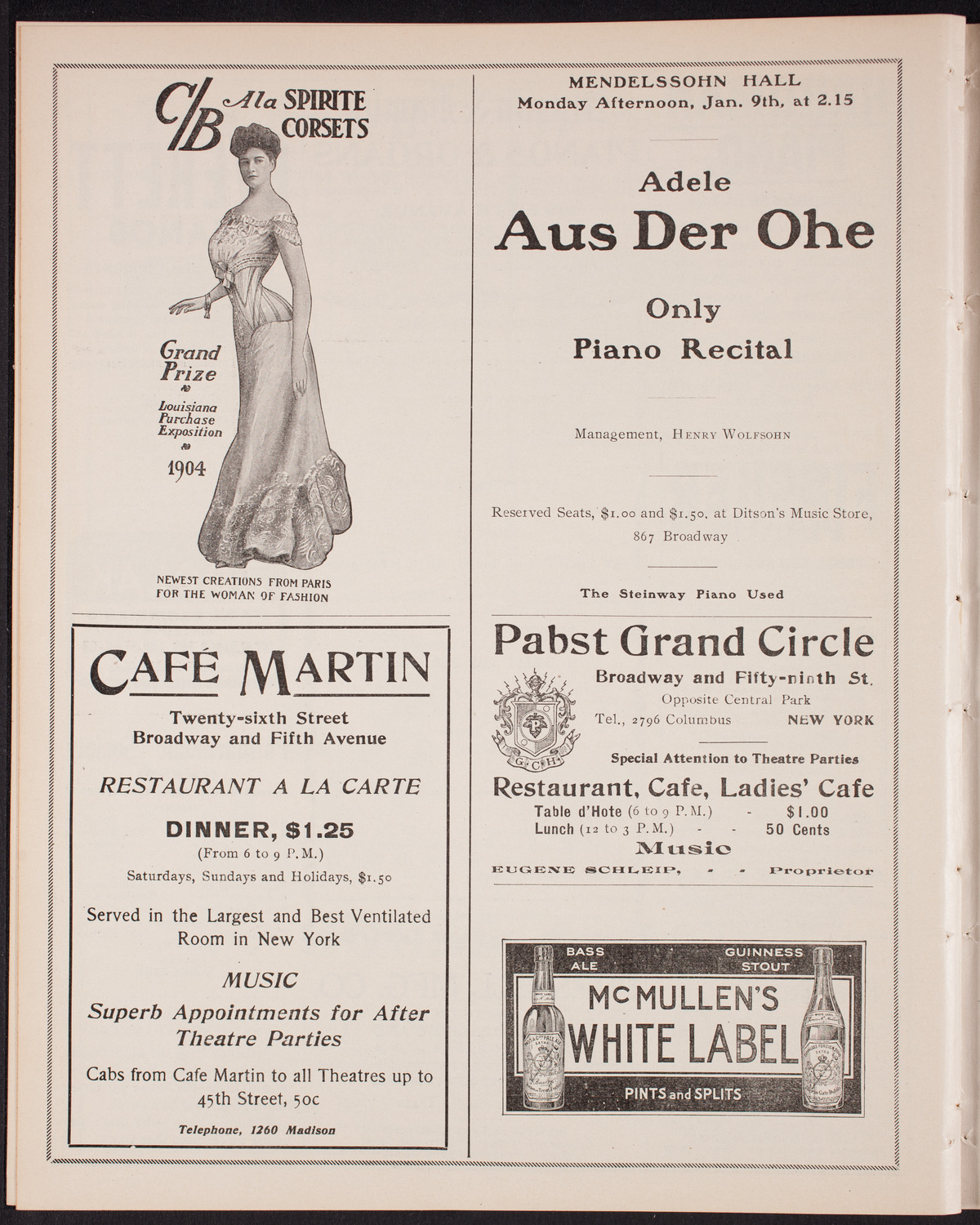 New York Philharmonic, December 17, 1904, program page 8