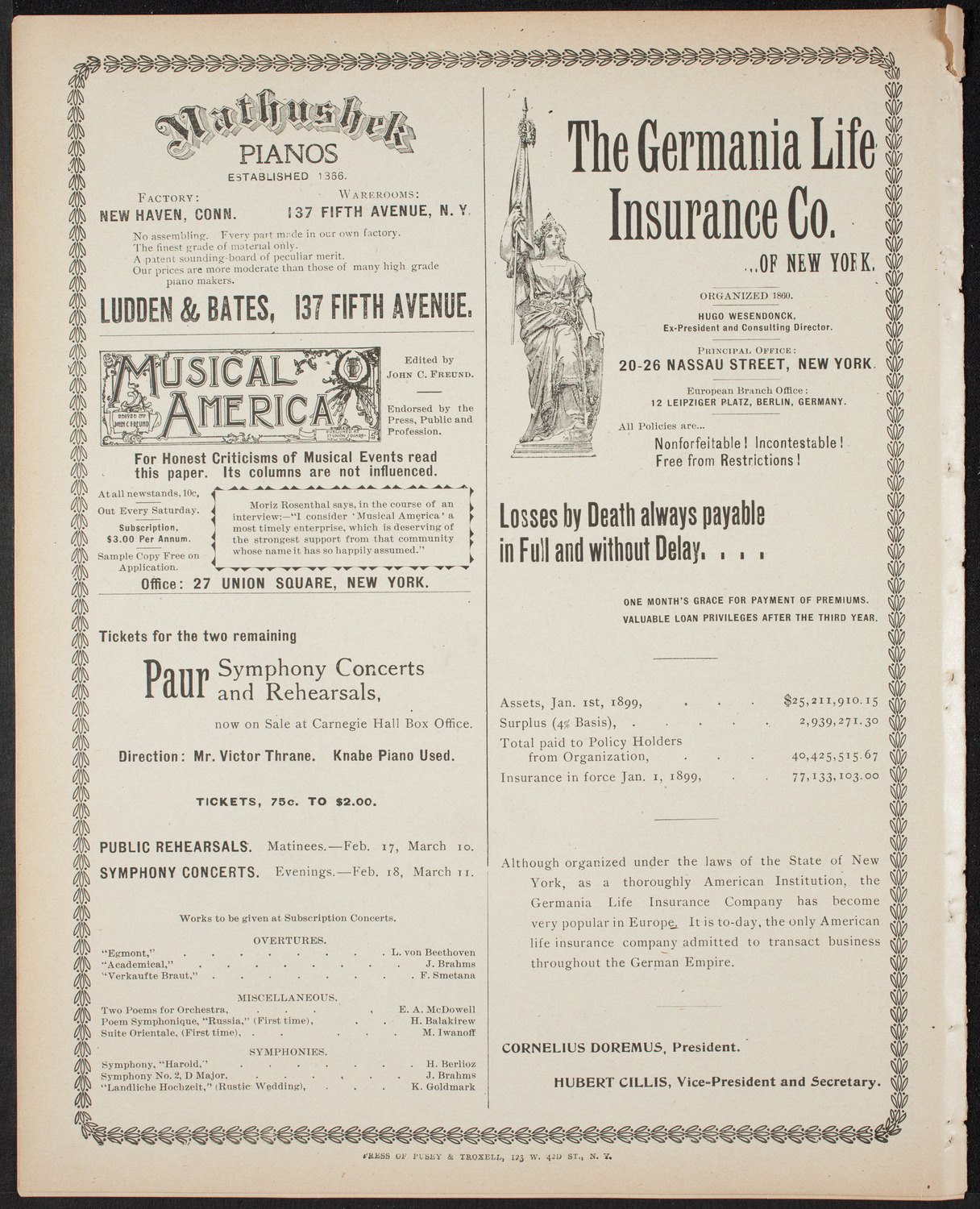 Benefit: Workingman's School and District Nursing Department, February 11, 1899, program page 8