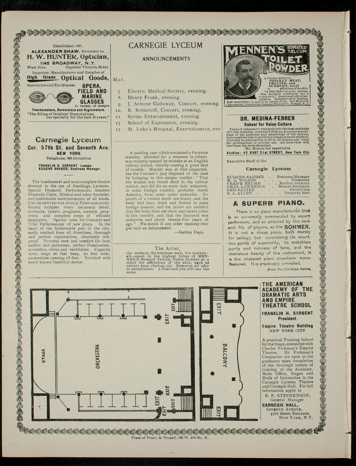 The Theodore Drury Opera Company, May 6, 1901, program page 4