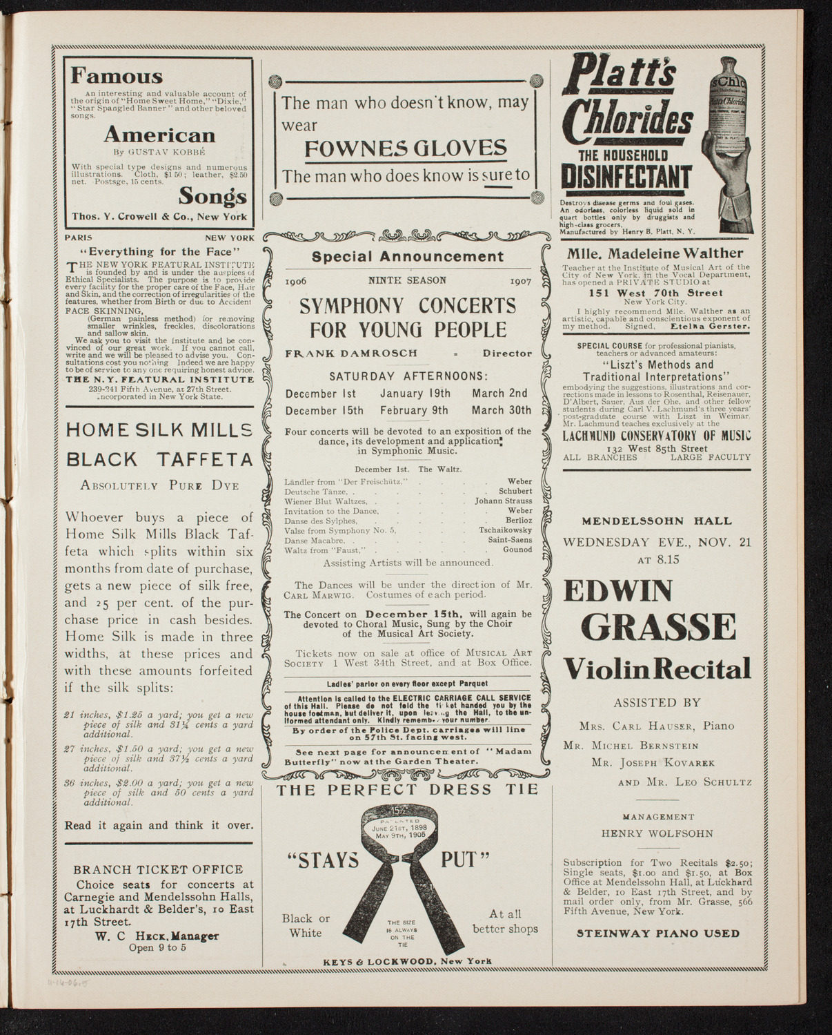 New York Philharmonic, November 16, 1906, program page 9