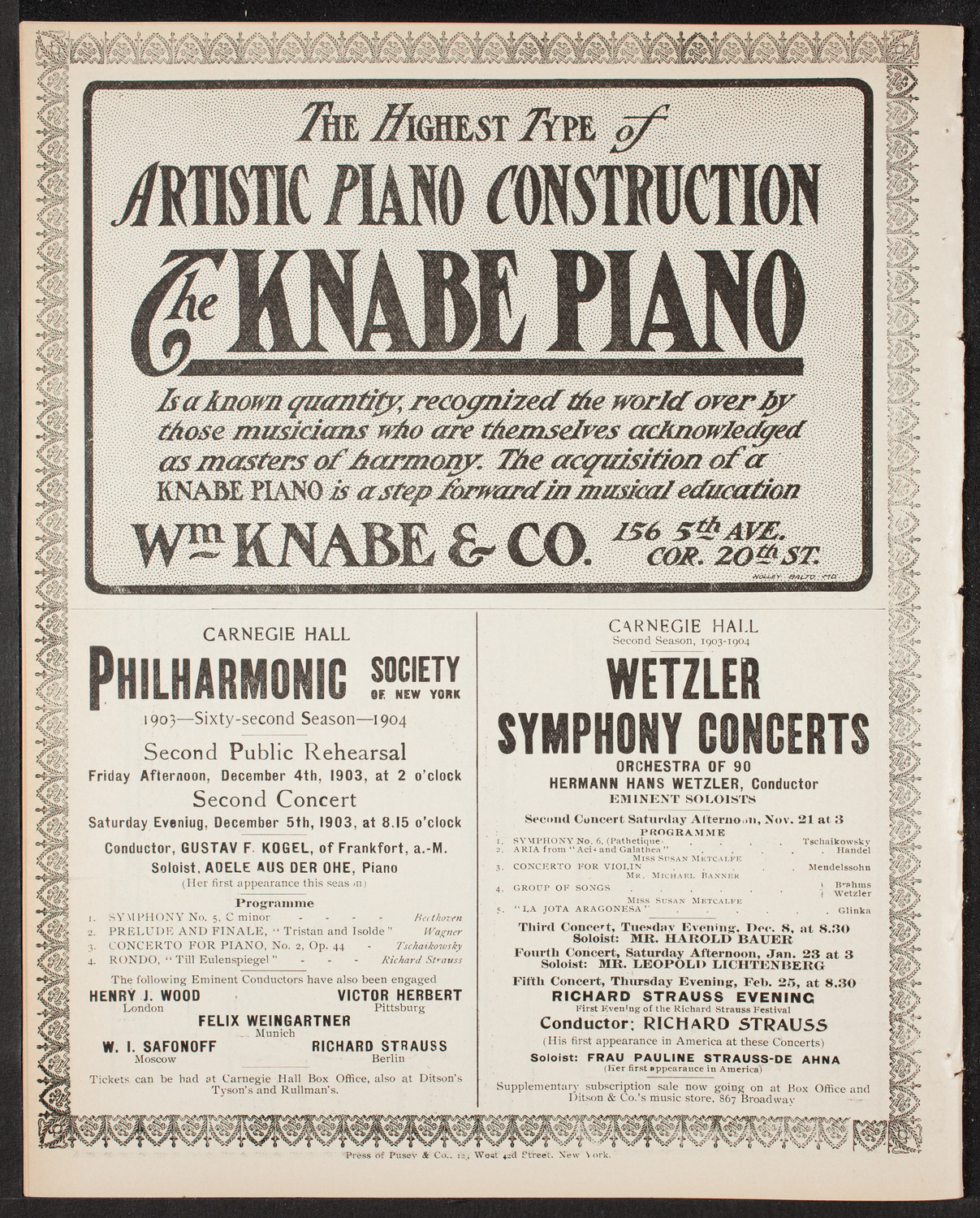 Oratorio Society of New York, November 19, 1903, program page 12
