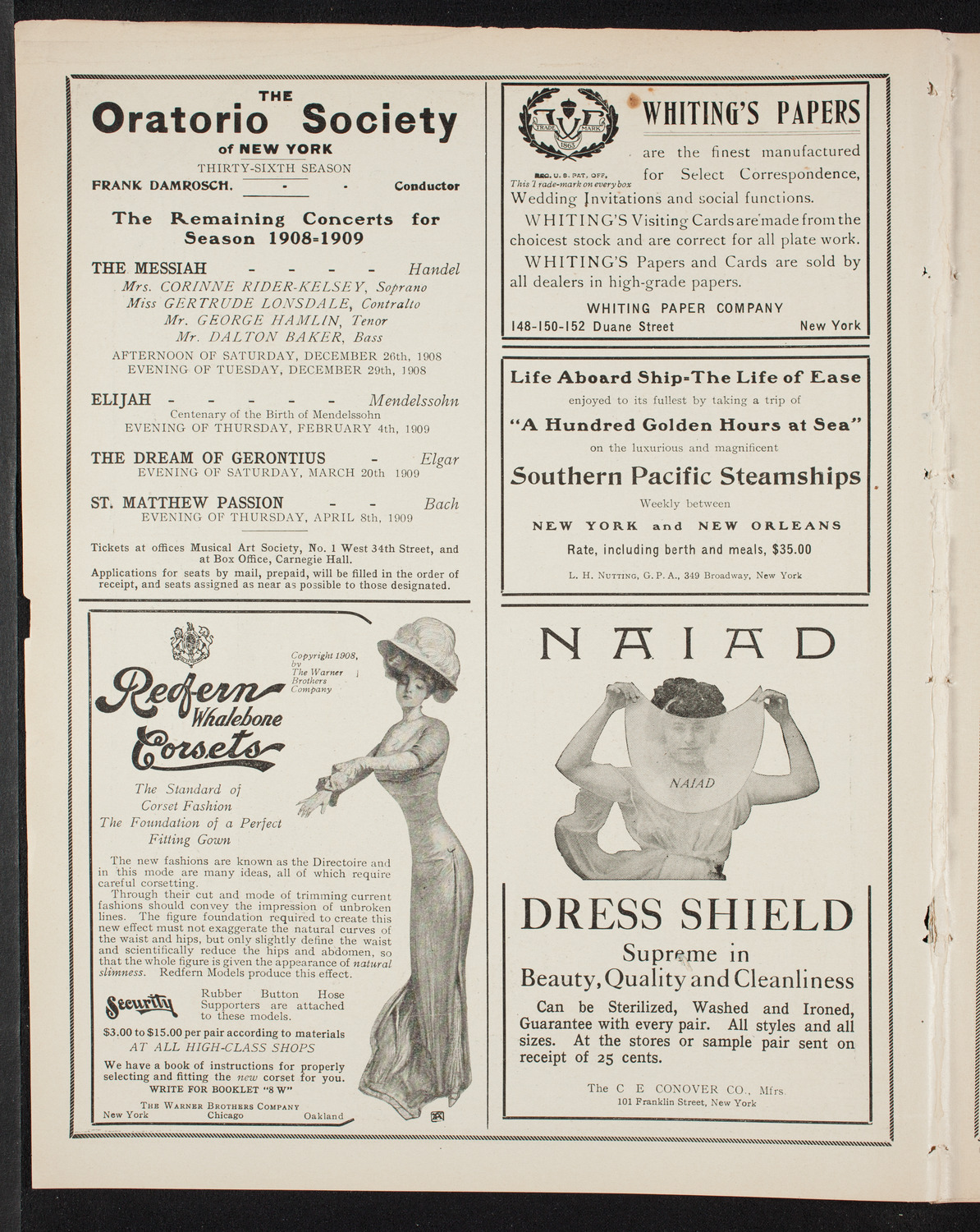 Oratorio Society of New York, December 2, 1908, program page 2