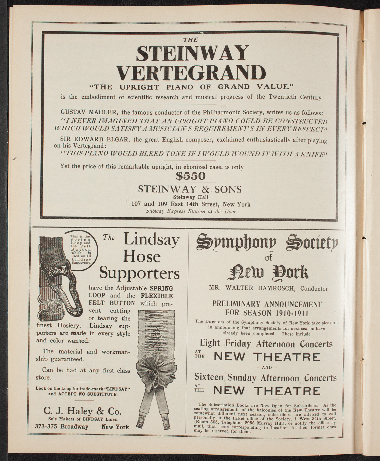 New York Philharmonic, April 1, 1910, program page 4