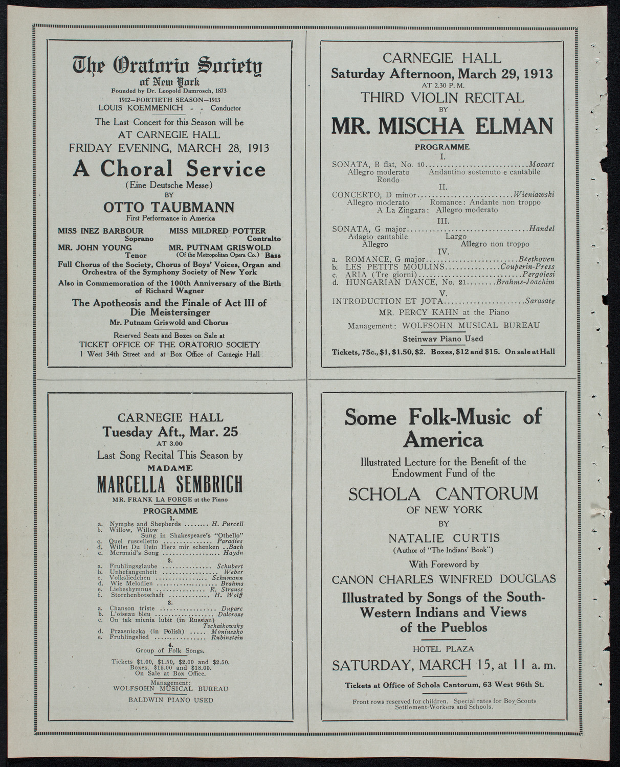 New York Philharmonic, March 13, 1913, program page 10