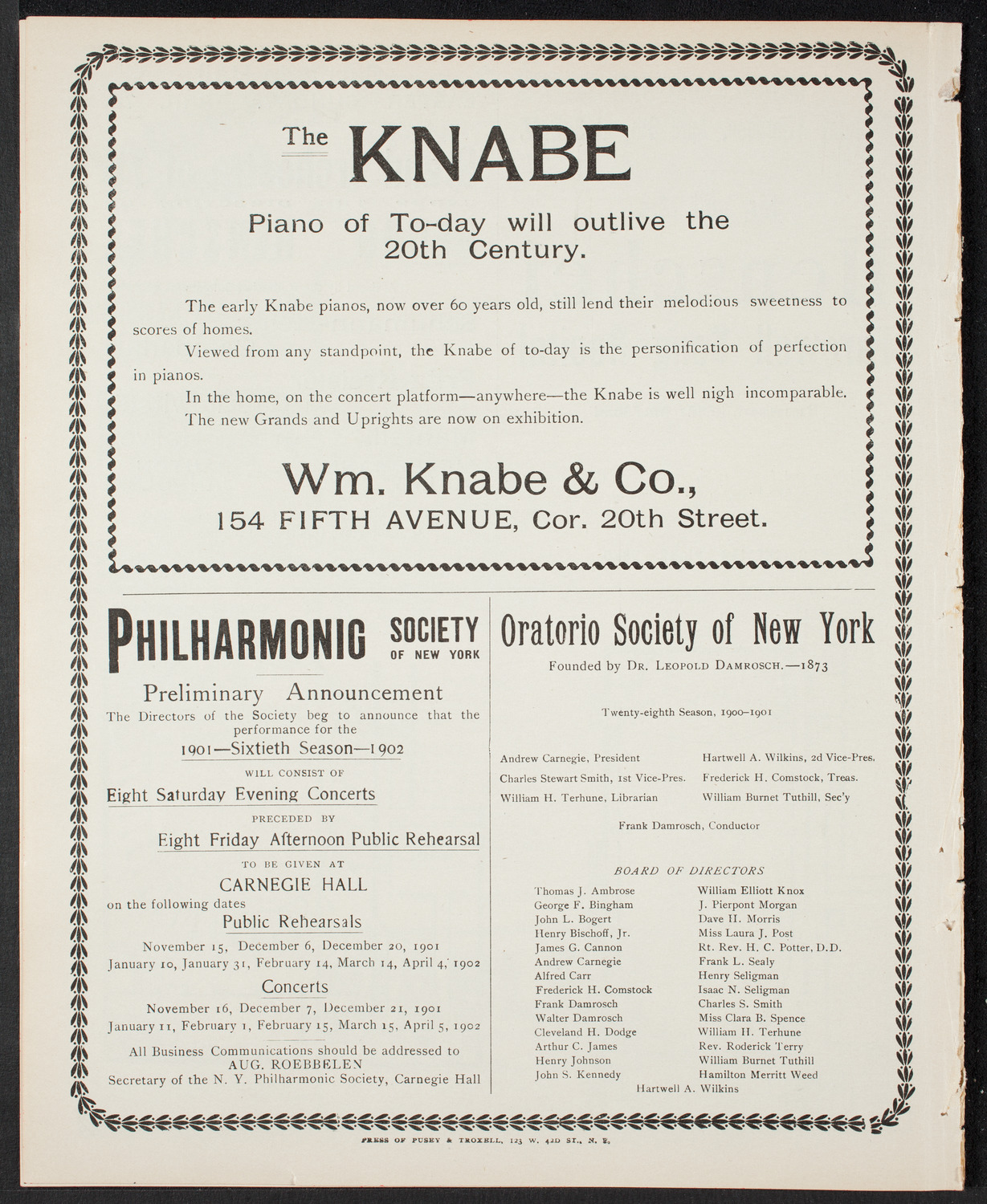 Brooklyn Oratorio Society, April 2, 1901, program page 8