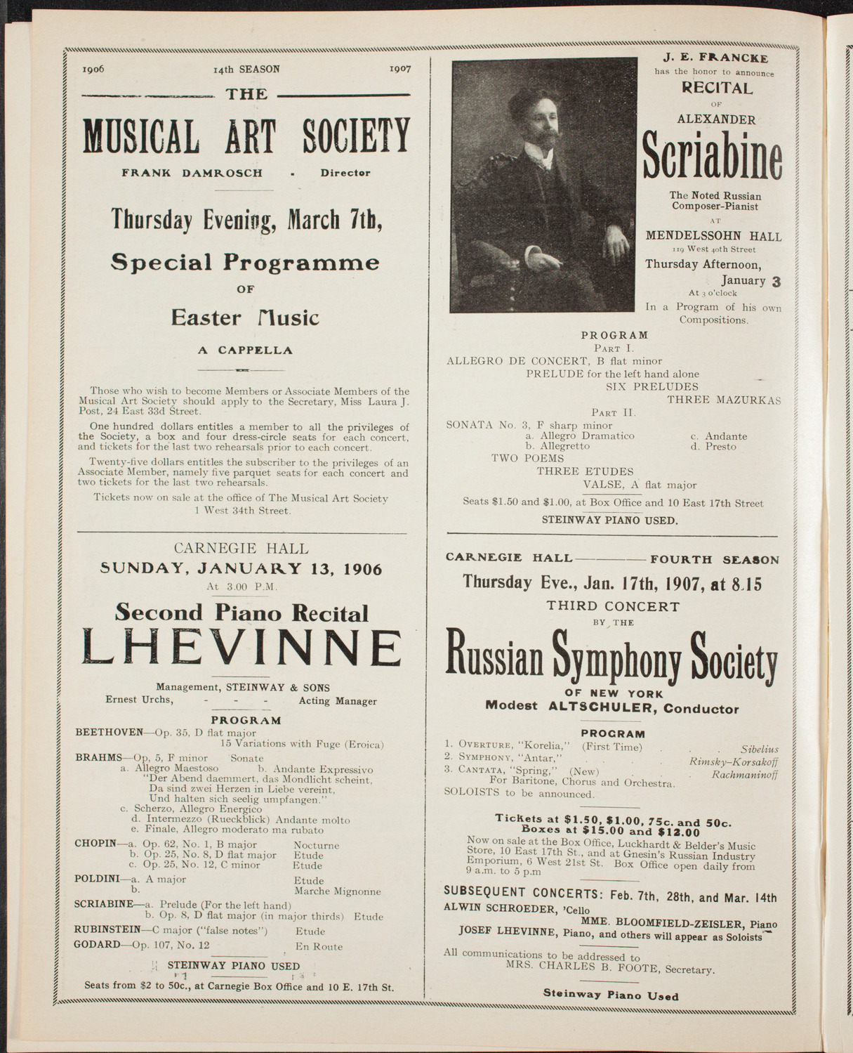 Oratorio Society of New York, December 26, 1906, program page 10
