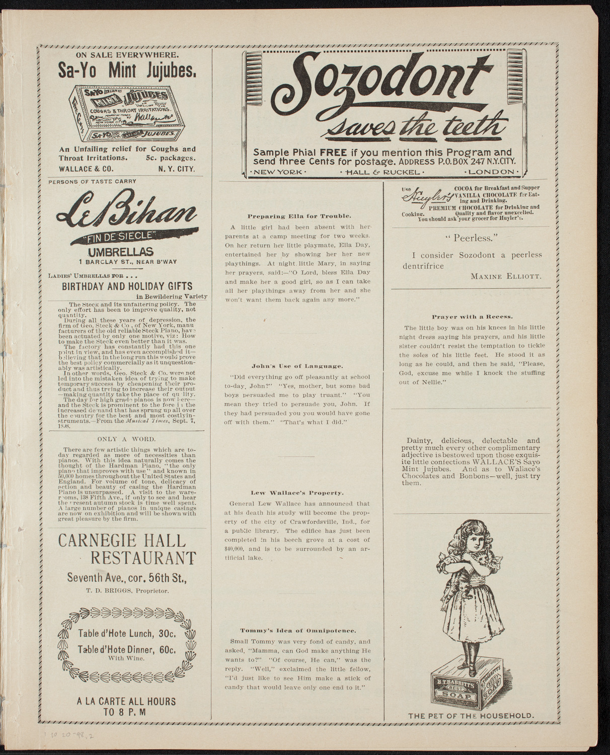 Luther League of America National Convention Rally, October 20, 1898, program page 3