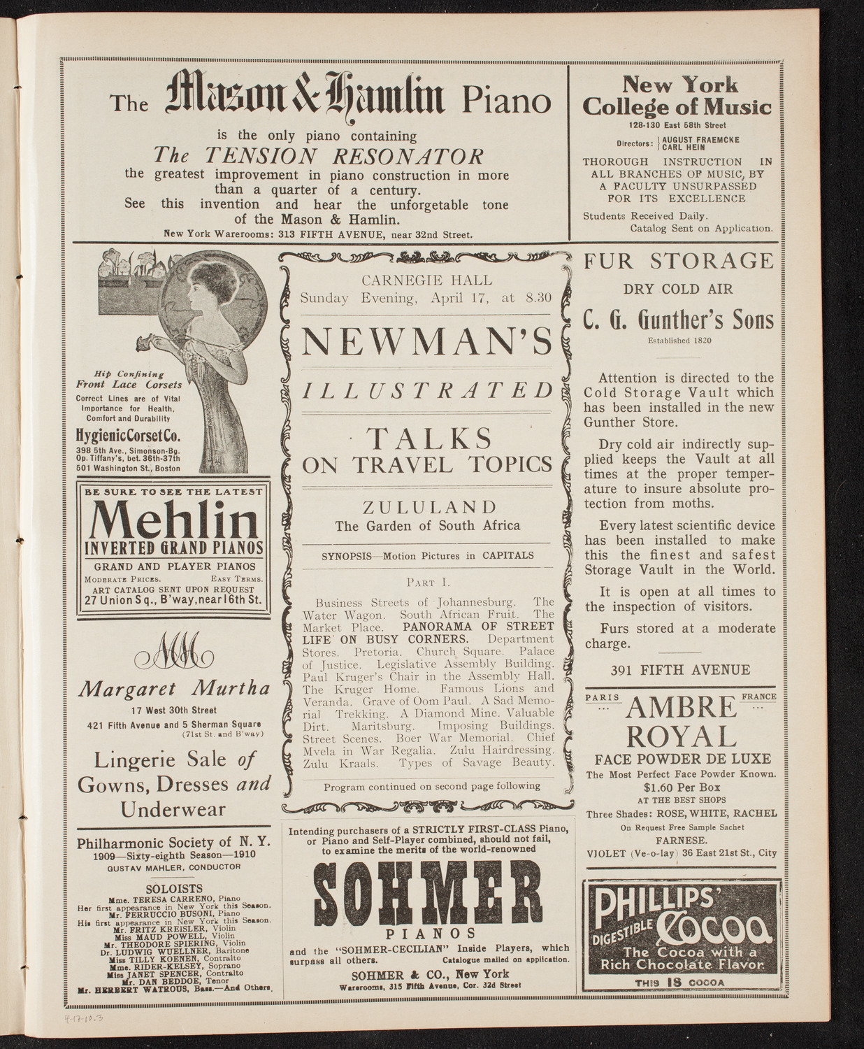 Newman's Illustrated Talks on Travel Topics, April 17, 1910, program page 5