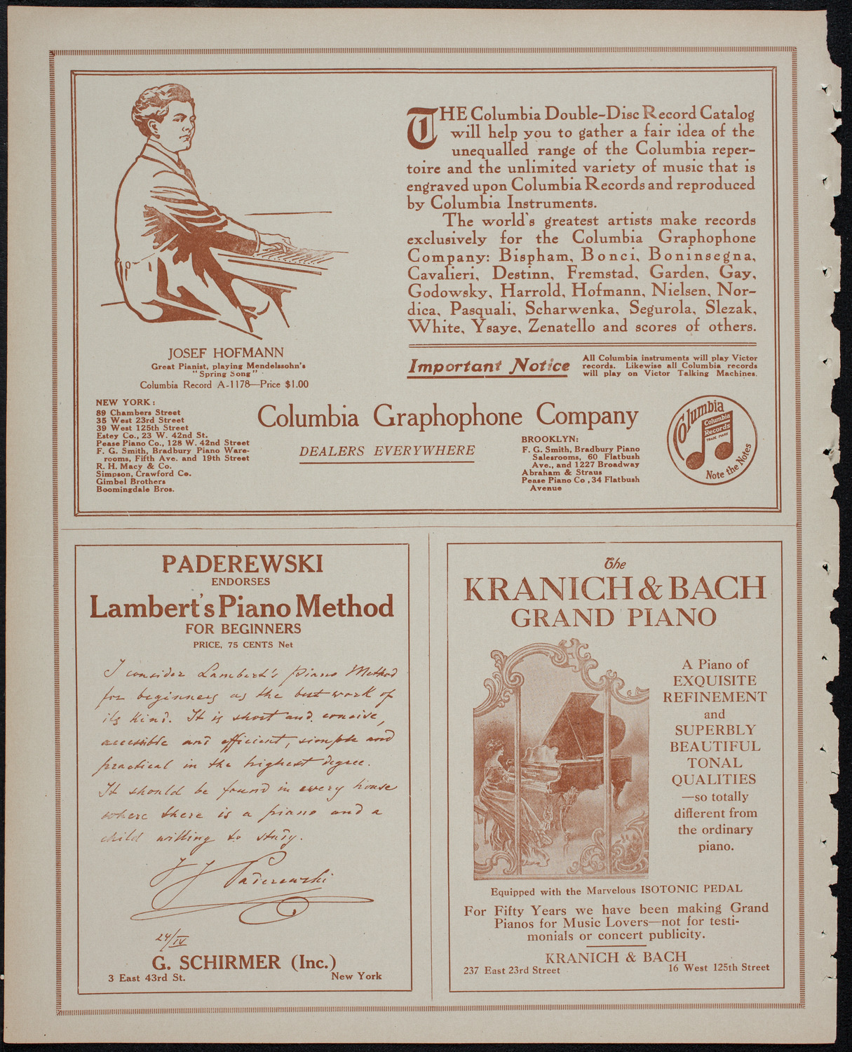 Fritz Kreisler, Violin, November 18, 1913, program page 6